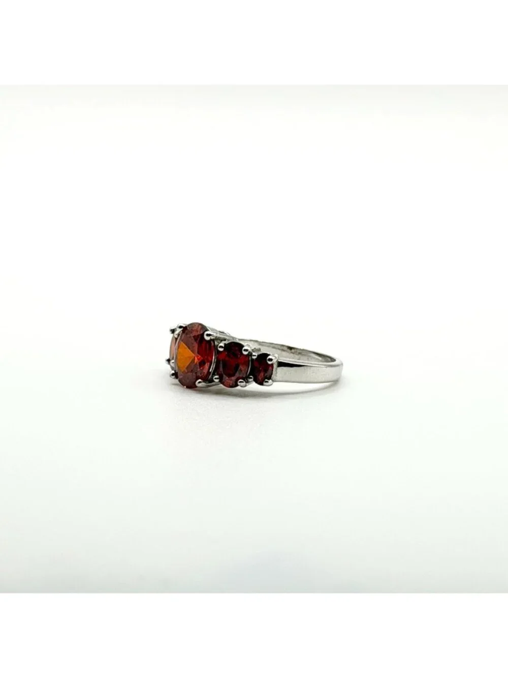 Chuck Clemency Orange Garnet Gemstone Ring 925 Sterling Silver Size 10.5